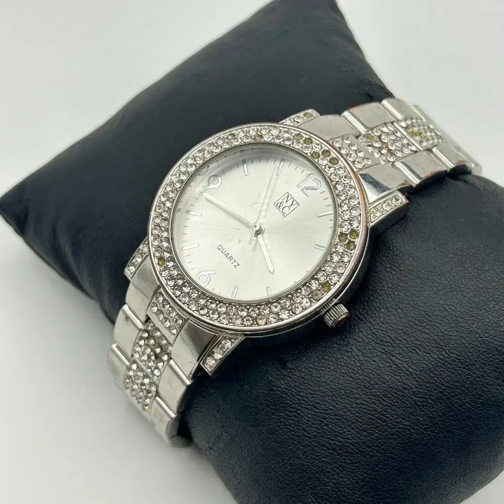 New York & Company (NY&C) Women's Silver-Tone Crystal Analog Quartz  Watch